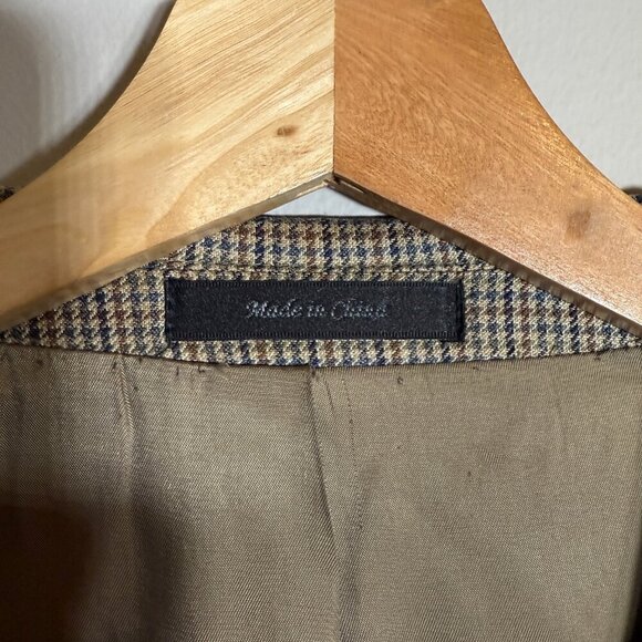 Lauren Ralph Lauren Silk Wool Plaid Sport Coat Dinner Jacket Blazer Mens 48R Tan - Picture 7 of 14